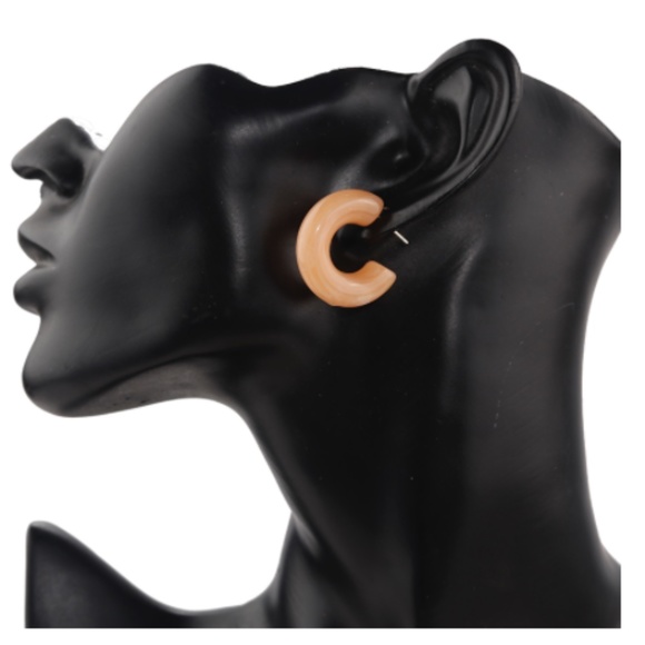 Chunky Tortoise Shell Hoop Earrings - Picture 7 of 8